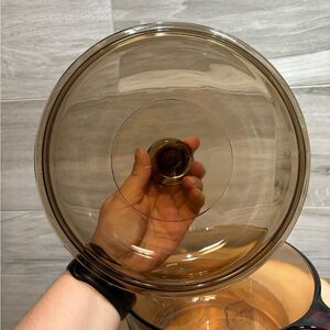 Vintage Pyrex vision Amber Corning Glass 2.5L pot lid corning glass